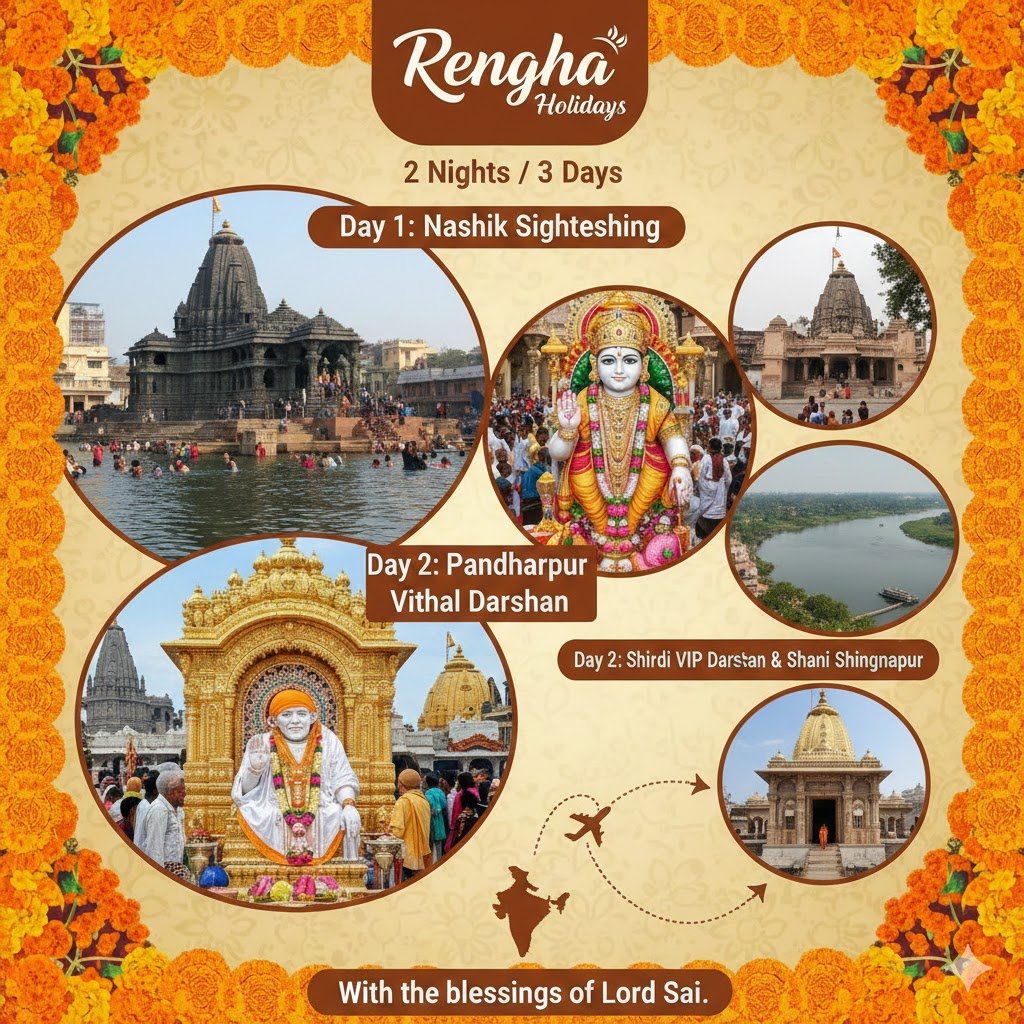 Nagercoil to Shirdi Flight Package via Chennai 2N 3D Tour with Nashik, Pandharpur & Shani Shingnapur