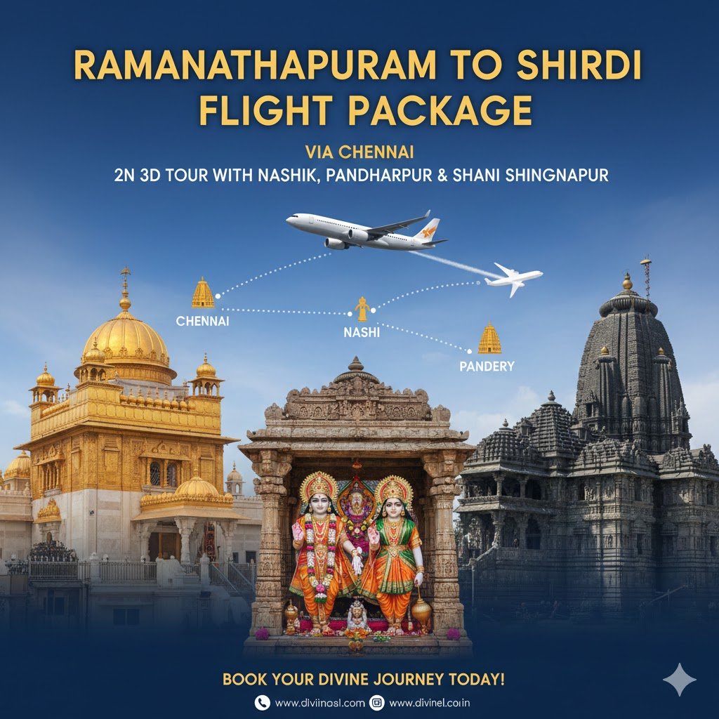 Ramanathapuram to Shirdi Flight Package via Chennai 2N 3D Tour with Nashik, Pandharpur & Shani Shingnapur