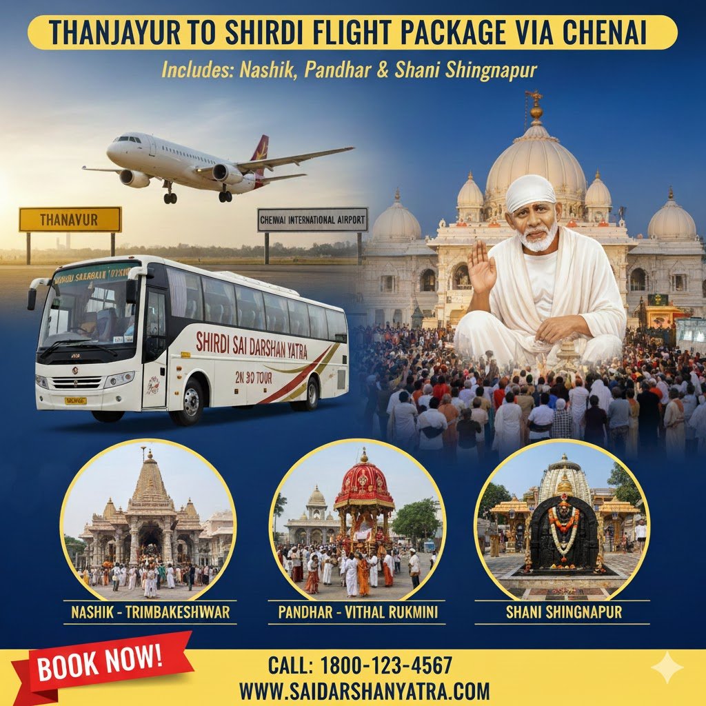 Thanjavur to Shirdi Flight Package via Chennai | 2N 3D Tour with Nashik, Pandharpur & Shani Shingnapur genarate image