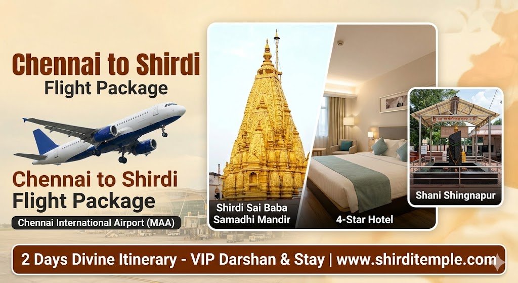 Chennai to Shirdi Flight Package: 2 Days Itinerary with VIP Darshan & 4-Star Stay". 2026