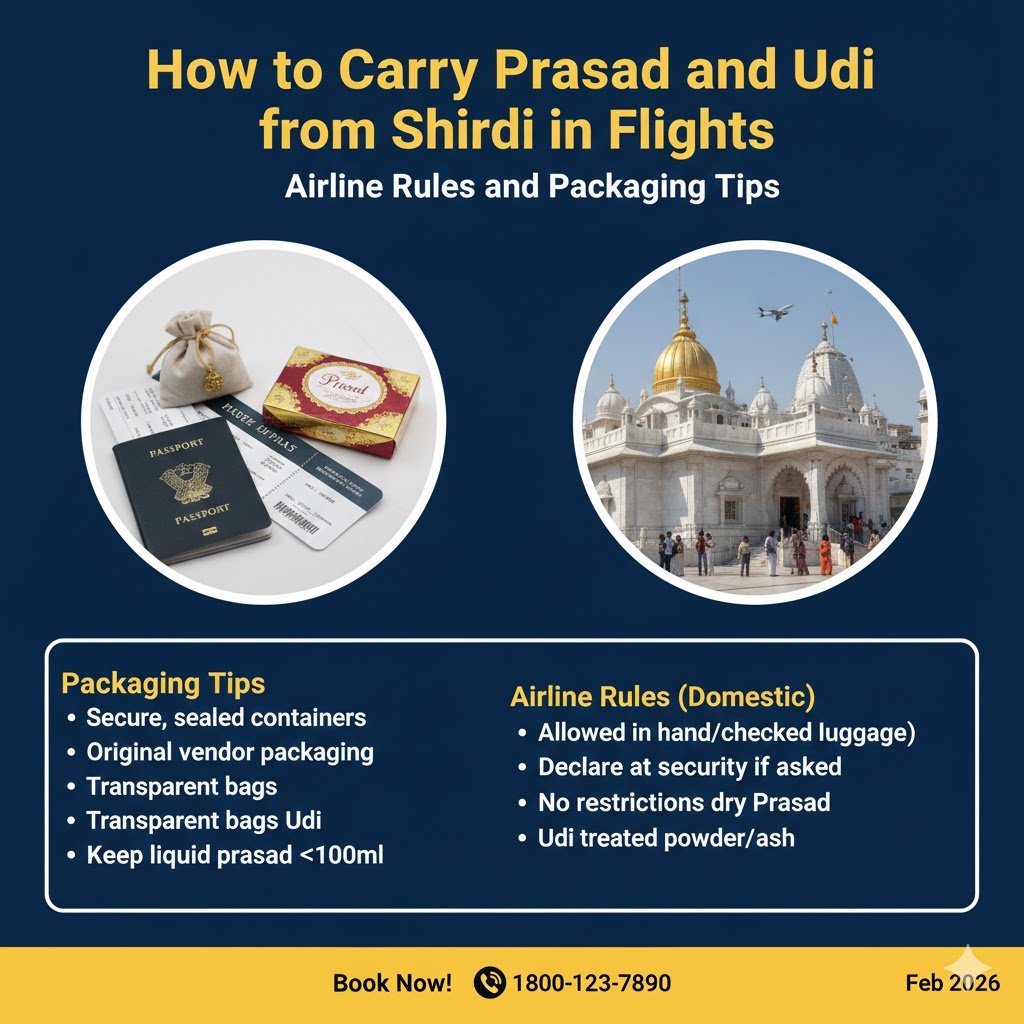 "How to Carry Prasad and Udi from Shirdi in Flights: Airline Rules and Packaging Tips" 2026