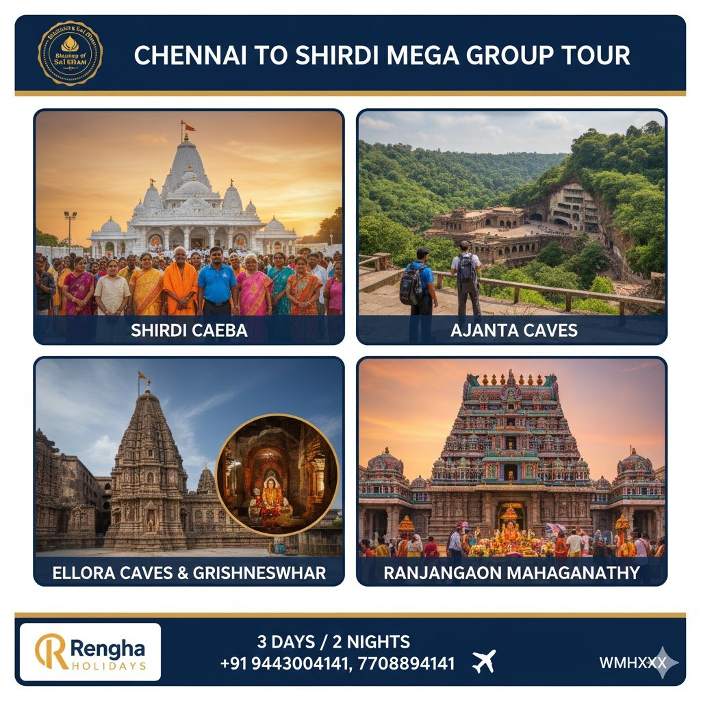 Shirdi Ajanta Ellora Mega Group Tour from Chennai 3 Days 2 Nights 2026 Edition