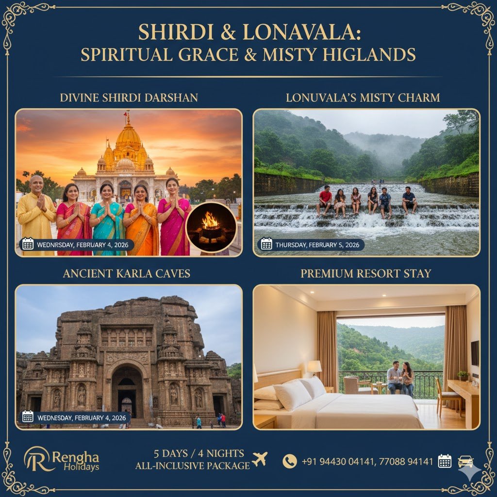 Shirdi & Lonavala: Spiritual Grace & Misty Highlands – 5 Days / 4 Nights 2026 edition