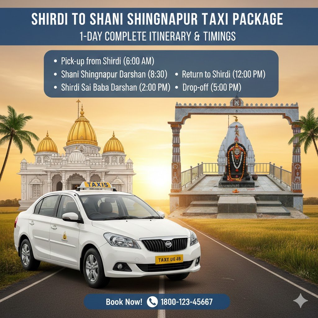 சீரடி + சனி சிங்கனாப்பூர் Shirdi to Shani Shingnapur Taxi Package 1 Day Complete Itinerary & Timing 2026